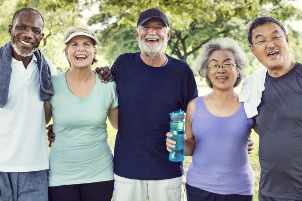 Meet Up Retired Wellbeing Pensioner Workout Concept